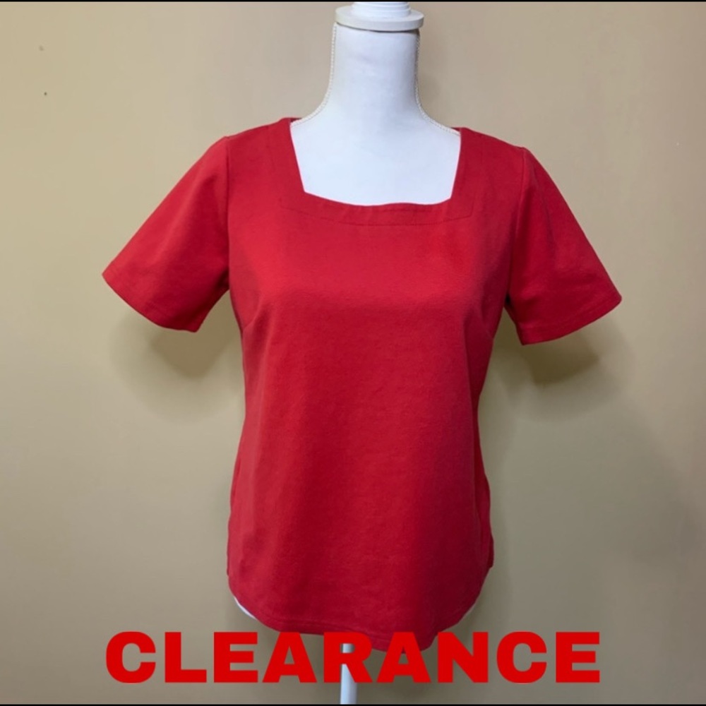 Vintage Joan Rivers Square Neck Red Top